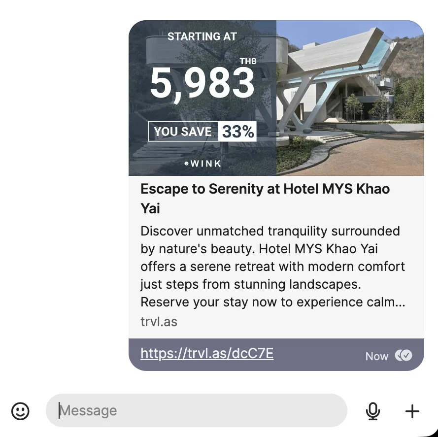 Wink Shareable Link previewed in Signal